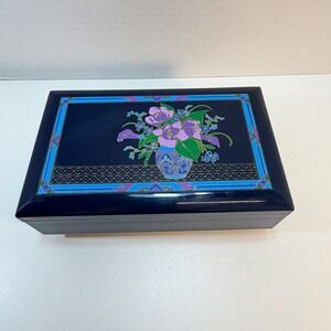 Vintage 1987 Summit Collection Jewelry Box Yesterday Once More Navy Blue READ